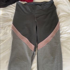 Old navy active leggings. Blue, pink, and gray.